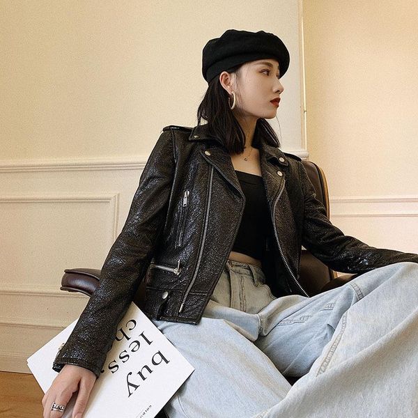 women's leather & faux natural sheepskin coat female autumn spring coats korean streetwear genuine jacket women real 5899, Black
women's leather & faux natural sheepskin coat female autumn spring coats korean streetwear genuine jacket women real 5899, Black