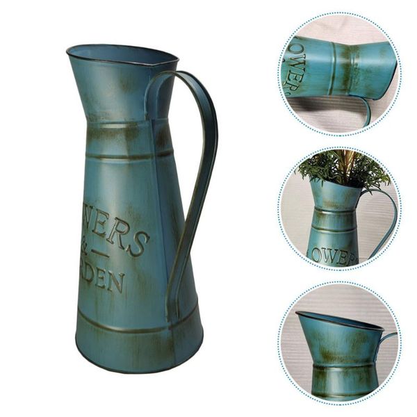 vases 1pc household retro vase flower arrangement kettle gardening adornment (blue) 
vases 1pc household retro vase flower arrangement kettle gardening adornment (blue)