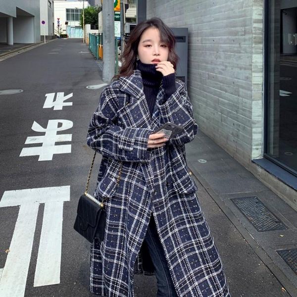 women's wool & blends fashion womens winter loose fit plaid woolen overcoat vintage ladies long jacket autumn casual streetwear coats, Black
women's wool & blends fashion womens winter loose fit plaid woolen overcoat vintage ladies long jacket autumn casual streetwear coats, Black