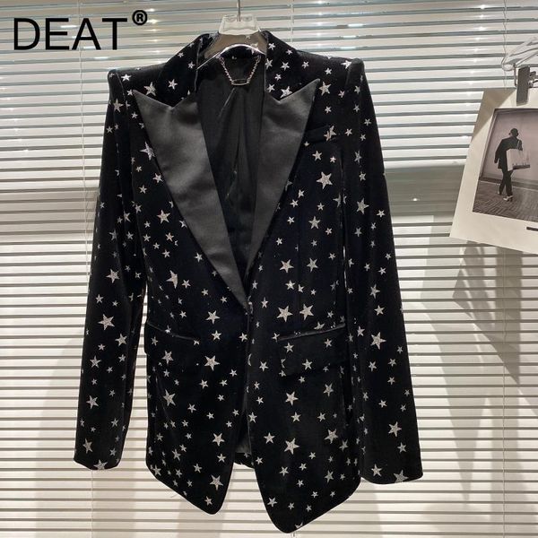 women's suits & blazers deat 2021 autumn and winter fashion temperament single button bright star printing slim shoulder pad women blaz, White;black
women's suits & blazers deat 2021 autumn and winter fashion temperament single button bright star printing slim shoulder pad women blaz, White;black