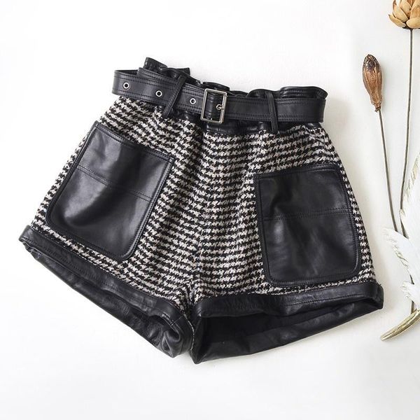 women's shorts shorts, broad-legged with a belt, elastic waistband, short-waisted in legitimate, casual leather for women,, White;black
women's shorts shorts, broad-legged with a belt, elastic waistband, short-waisted in legitimate, casual leather for women,, White;black