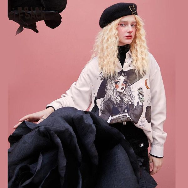 neimy harajuku witch print single breasted casual shirt women,2021 autumn vintage full sleeve korean ladeis daily women's blouses & sh, White
neimy harajuku witch print single breasted casual shirt women,2021 autumn vintage full sleeve korean ladeis daily women's blouses & sh, White