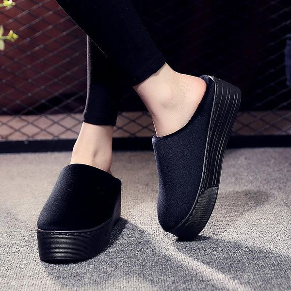 winter cotton slippers women thick-soled warm non-slip fashion artificial fur home shoes soft bottom, Black
winter cotton slippers women thick-soled warm non-slip fashion artificial fur home shoes soft bottom, Black