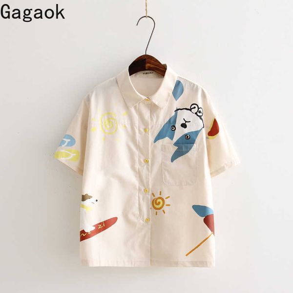 women sweet t-shirt spring autumn lapel pockets short cartoon cute harajuku casual wild fewmale fashion shirts 210531, White
women sweet t-shirt spring autumn lapel pockets short cartoon cute harajuku casual wild fewmale fashion shirts 210531, White