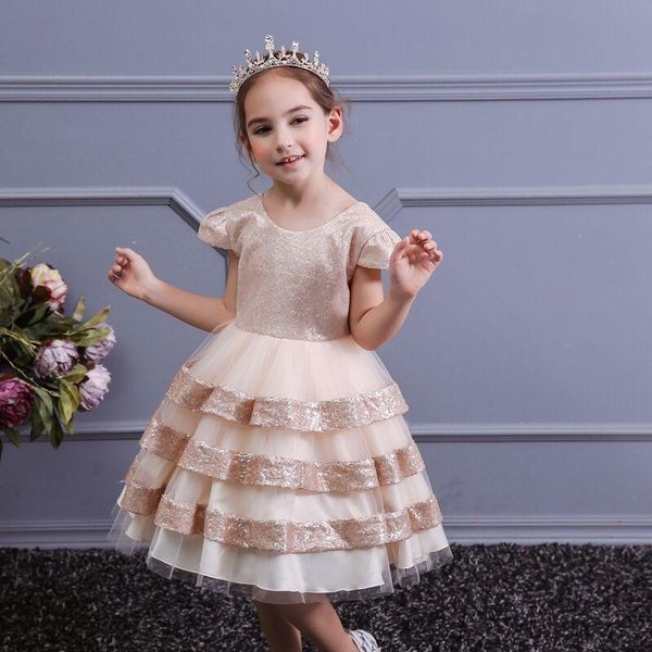girl's dresses flower girls illusion short bow sequined tulle lace o-neck luxury champagne knee-length kids party princess gown f310, Red;yellow
girl's dresses flower girls illusion short bow sequined tulle lace o-neck luxury champagne knee-length kids party princess gown f310, Red;yellow