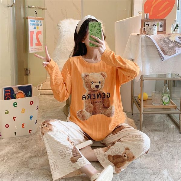 women's sleepwear cotton spring and autumn pajamas long-sleeved two-piece suit internet cartoon bear homewear, Black;red
women's sleepwear cotton spring and autumn pajamas long-sleeved two-piece suit internet cartoon bear homewear, Black;red