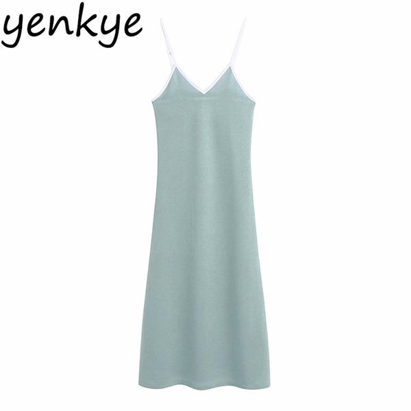 vintage light green long knit dress women sleeveless v neck pencil female summer night out vestido 210514, Black;gray 
vintage light green long knit dress women sleeveless v neck pencil female summer night out vestido 210514, Black;gray
