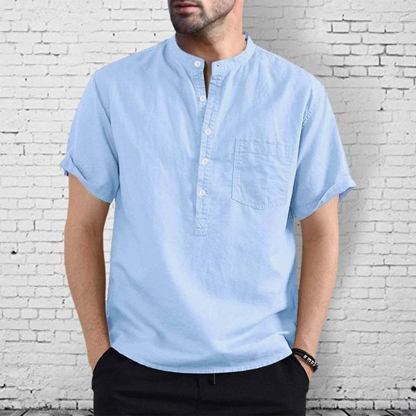 men's casual shirts summer mens shirt short sleeve hawaiian solid color stand collar men streetwear male clothing, White;black
men's casual shirts summer mens shirt short sleeve hawaiian solid color stand collar men streetwear male clothing, White;black