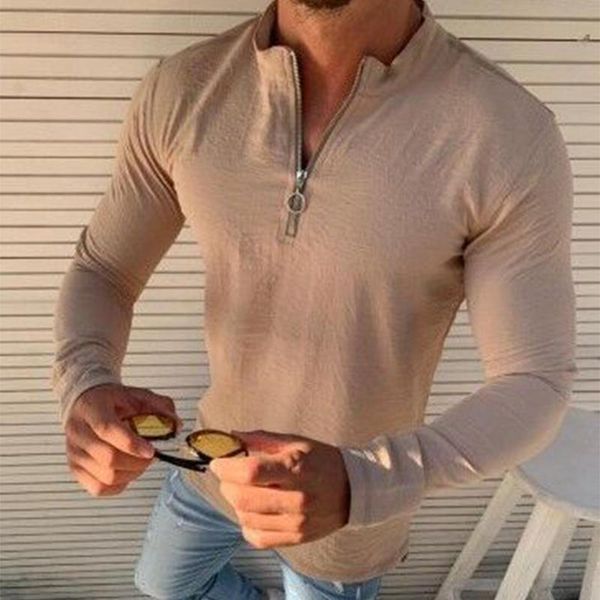 men's t-shirts casual mens solid color zipper stand collar pullover 2021 spring fashion long sleeve autumn male slim shirts streetwear, White;black
men's t-shirts casual mens solid color zipper stand collar pullover 2021 spring fashion long sleeve autumn male slim shirts streetwear, White;black