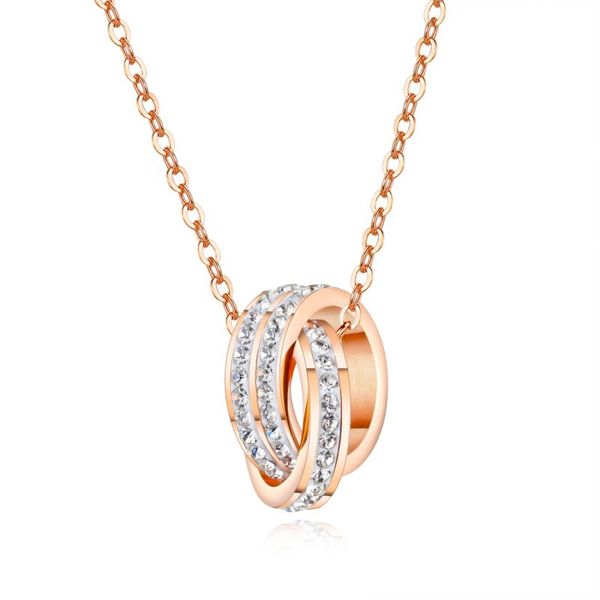 wholesale 2021 fashion brand women's rose gold-plated double ring diamond pendant necklace wedding party jewelry gift, Silver
wholesale 2021 fashion brand women's rose gold-plated double ring diamond pendant necklace wedding party jewelry gift, Silver
