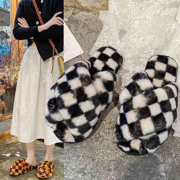 autumn 2021 and winter wool slippers women's checkered home cotton cross open toe flat trend
autumn 2021 and winter wool slippers women's checkered home cotton cross open toe flat trend