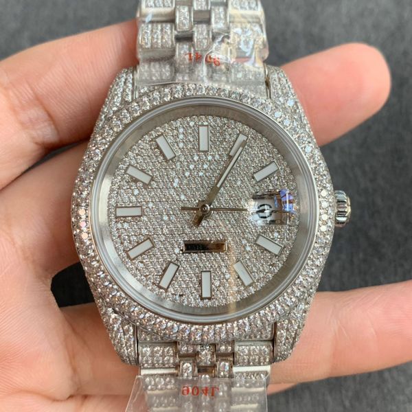 full diamond mens watch 41mm automatic mechanical watches diamonds bezel strap fashion calendar wristwatch perfect quality men wristwatches, Slivery;brown
full diamond mens watch 41mm automatic mechanical watches diamonds bezel strap fashion calendar wristwatch perfect quality men wristwatches, Slivery;brown
