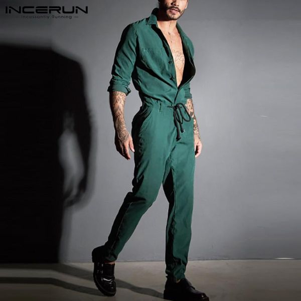 men jumpsuit solid streetwear long sleeve button drawstring pants lapel rompers chic fashion mens cargo overalls incerun s-5xl men's, Black
men jumpsuit solid streetwear long sleeve button drawstring pants lapel rompers chic fashion mens cargo overalls incerun s-5xl men's, Black