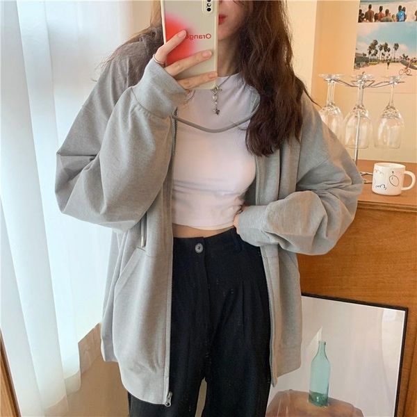 women's jackets hooded sweater fashion early autumn clothing korean version loose lazy style design sense of minority, Black;brown
women's jackets hooded sweater fashion early autumn clothing korean version loose lazy style design sense of minority, Black;brown