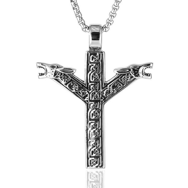 men punk 316l stainless steel norse vikings rune wolf heads pendant necklace tribal animal jewelry 24" necklaces, Silver
men punk 316l stainless steel norse vikings rune wolf heads pendant necklace tribal animal jewelry 24" necklaces, Silver
