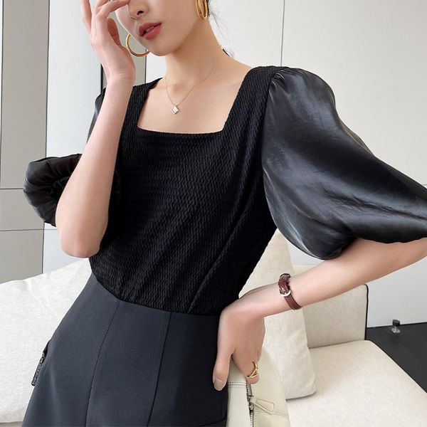 women's blouses & shirts bornladies women elegant blouse summer chic spliced shirt french retro slim square collar puff sleeve long-sl, White
women's blouses & shirts bornladies women elegant blouse summer chic spliced shirt french retro slim square collar puff sleeve long-sl, White