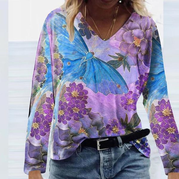 women's blouses & shirts fashion blouse flower printed long sleeves v-neck casual tee chemisier femme et chemises, White
women's blouses & shirts fashion blouse flower printed long sleeves v-neck casual tee chemisier femme et chemises, White
