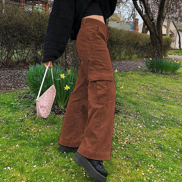 high waisted cargo pants women green pink brown baggy loose straight pockets casual streetwear hip women's & capris, Black;white
high waisted cargo pants women green pink brown baggy loose straight pockets casual streetwear hip women's & capris, Black;white