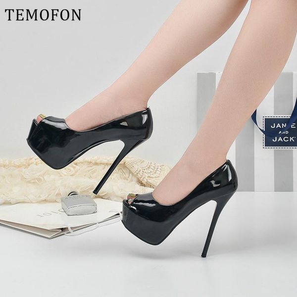dress shoes temofon peep toe pumps platform women high heels patient leather white wedding party talon femme hvt722, Black
dress shoes temofon peep toe pumps platform women high heels patient leather white wedding party talon femme hvt722, Black