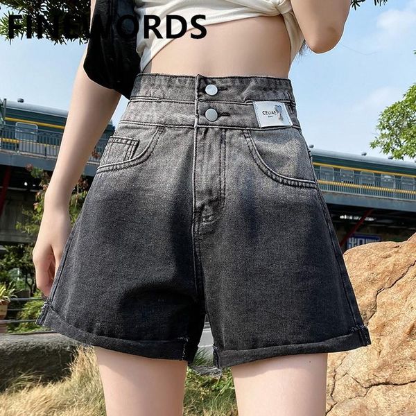 women's shorts fiords summer high waist black gradient casual short jeans women korean loose vintage denim wide leg plus size, White;black 
women's shorts fiords summer high waist black gradient casual short jeans women korean loose vintage denim wide leg plus size, White;black