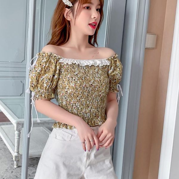 women's blouses & shirts vintage ladies women crop retro floral printed short sleeve slash neck casual french blouse blusas mujer, White
women's blouses & shirts vintage ladies women crop retro floral printed short sleeve slash neck casual french blouse blusas mujer, White
