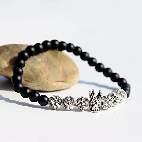 beaded, strands classic crown ball charm bracelet for men or women jewelry black matte stone beads pulseira hombres
beaded, strands classic crown ball charm bracelet for men or women jewelry black matte stone beads pulseira hombres