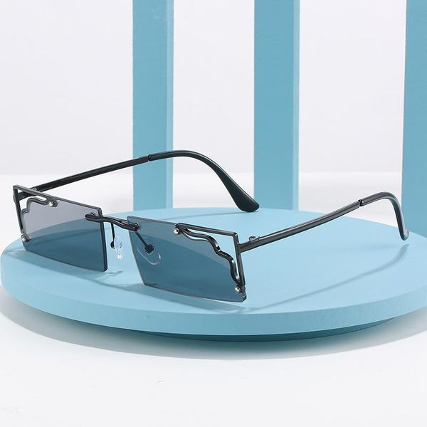 fashion sunglasses frames women's half frame metal cut edge net red large, Black