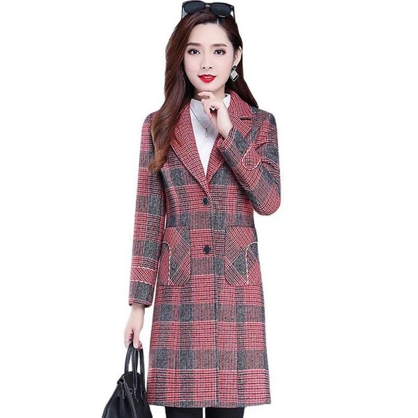 women's wool & blends autumn winter jacket coat 2021 fashion plaid woolen female mid-length casual slim warm outerwear overcoat, Black
women's wool & blends autumn winter jacket coat 2021 fashion plaid woolen female mid-length casual slim warm outerwear overcoat, Black