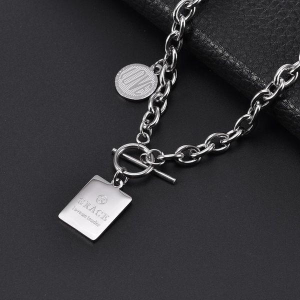 pendant necklaces titanium steel clavicle chain round brand square ot buckle stacked fashion hip-hop men and women necklace, Silver
pendant necklaces titanium steel clavicle chain round brand square ot buckle stacked fashion hip-hop men and women necklace, Silver