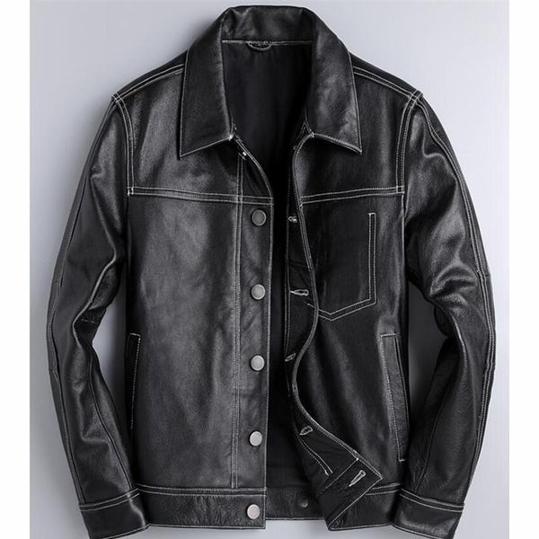 men's leather & faux genuine jacket men cow mens motorcycle real jaqueta de couro 1808 yy1012, Black
men's leather & faux genuine jacket men cow mens motorcycle real jaqueta de couro 1808 yy1012, Black