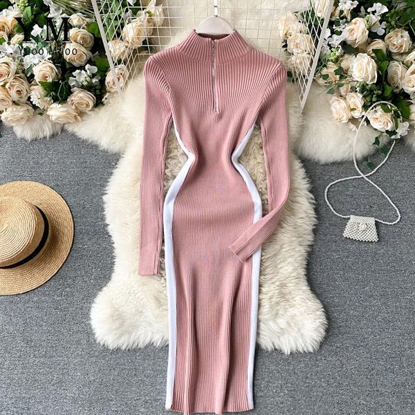 yuoomuoo autumn winter women sweater dress zipper collar long sleeve casual knitted bodycon slim stretchy ladies dresses, Black;gray
yuoomuoo autumn winter women sweater dress zipper collar long sleeve casual knitted bodycon slim stretchy ladies dresses, Black;gray