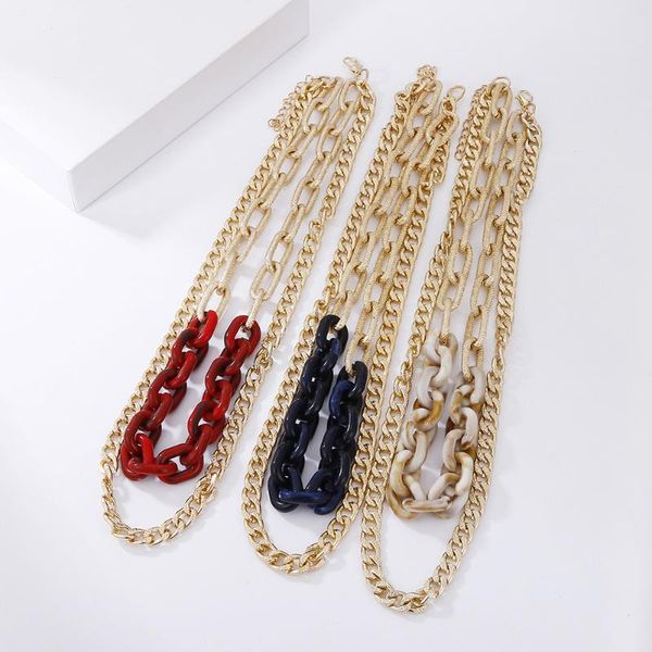 pendant necklaces metal acrylic double necklace exaggerated matte gold contrast color retro punk personality hip hop chain, Silver
pendant necklaces metal acrylic double necklace exaggerated matte gold contrast color retro punk personality hip hop chain, Silver