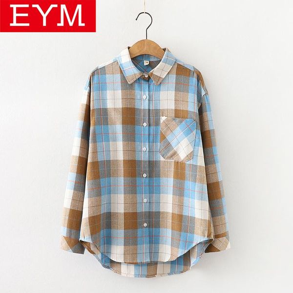 women's blouses & shirts plaid 2021 ladies cotton casual loose youth college style lady long sleeve pocket blouse blusas, White
women's blouses & shirts plaid 2021 ladies cotton casual loose youth college style lady long sleeve pocket blouse blusas, White