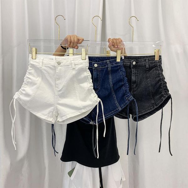 women's shorts high waist denim women summer drawstring wide leg solid pocket pant female quality, White;black
women's shorts high waist denim women summer drawstring wide leg solid pocket pant female quality, White;black