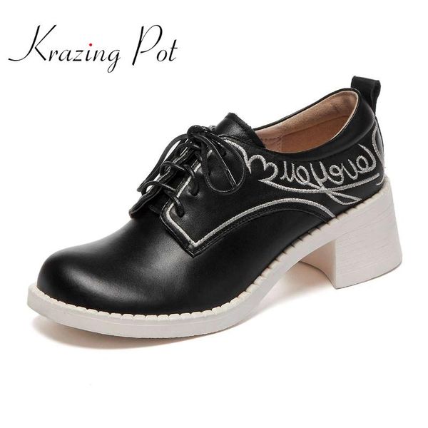 dress shoes krazing pot british style retro fashion genuine leather round toe high heels cross-tied young lady streetwear women pumps l27, Black
dress shoes krazing pot british style retro fashion genuine leather round toe high heels cross-tied young lady streetwear women pumps l27, Black