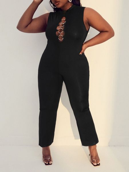 sxy plus cut out o-ring front mock neck jumpsuit e9mz#, Black
sxy plus cut out o-ring front mock neck jumpsuit e9mz#, Black
