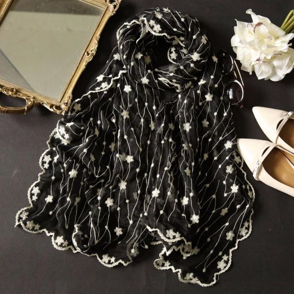 scarves 2021 100% silk women's scarf sunscreen shawl flower pattern embroidery lace air conditioning, Blue;gray
scarves 2021 100% silk women's scarf sunscreen shawl flower pattern embroidery lace air conditioning, Blue;gray