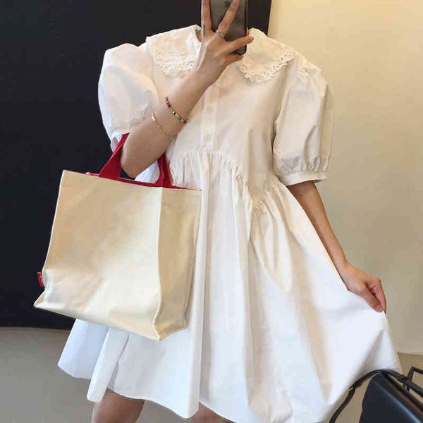 women apricot lace pleated dress peter pan collar short puff sleeve loose fit fashion spring summer 16f0754 210510, Black;gray
women apricot lace pleated dress peter pan collar short puff sleeve loose fit fashion spring summer 16f0754 210510, Black;gray