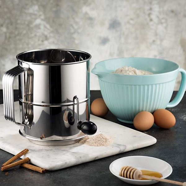 stainless steel flour sifter hand crank baking powdered sugar sieve kitchen tool & pastry tools
stainless steel flour sifter hand crank baking powdered sugar sieve kitchen tool & pastry tools