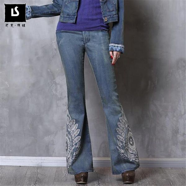 women's jeans autumn winter vintage heavy embroidery flare pants elastic simple casual women cowboy denim, Blue
women's jeans autumn winter vintage heavy embroidery flare pants elastic simple casual women cowboy denim, Blue