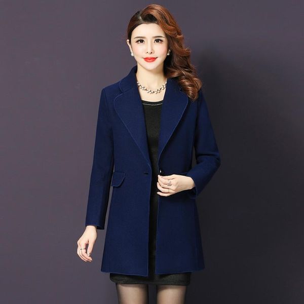 women's wool & blends fashion mid-length coat women turn-down collar one button woolen lady solid color outerwear with pockets m-4xl, Black
women's wool & blends fashion mid-length coat women turn-down collar one button woolen lady solid color outerwear with pockets m-4xl, Black