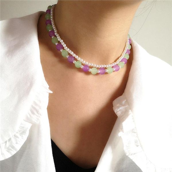 chains 2021 2pcs/set bohemia colorful resin liuli bead pearl necklace for women summer beach vacation ins aesthetic jewelry, Silver
chains 2021 2pcs/set bohemia colorful resin liuli bead pearl necklace for women summer beach vacation ins aesthetic jewelry, Silver