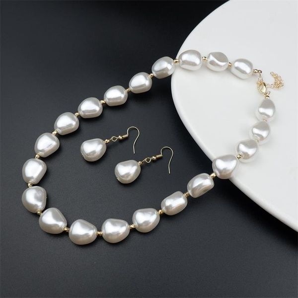 earrings & necklace korean trendy gemetric pearl set imitation handmand chain jewelry for women charming girl accessories gifts, Silver
earrings & necklace korean trendy gemetric pearl set imitation handmand chain jewelry for women charming girl accessories gifts, Silver