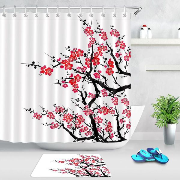 shower curtains chinese landscape painting red plum blossom fabric curtain bath mat waterproof polyester bathroom with hooks
shower curtains chinese landscape painting red plum blossom fabric curtain bath mat waterproof polyester bathroom with hooks