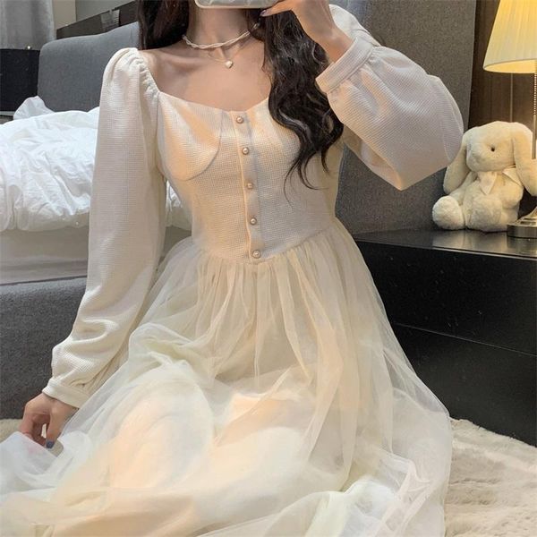 casual dresses elegant dress women autumnpatchwork net yarnparty midi female french style sweet kawaii korean fashiondress 2021, Black;gray
casual dresses elegant dress women autumnpatchwork net yarnparty midi female french style sweet kawaii korean fashiondress 2021, Black;gray