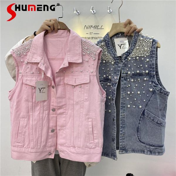 women's vests casual pink denim vest jacket female spring and autumn 2021 fashion ins loose beaded sleeveless jeans for women, Black;white
women's vests casual pink denim vest jacket female spring and autumn 2021 fashion ins loose beaded sleeveless jeans for women, Black;white