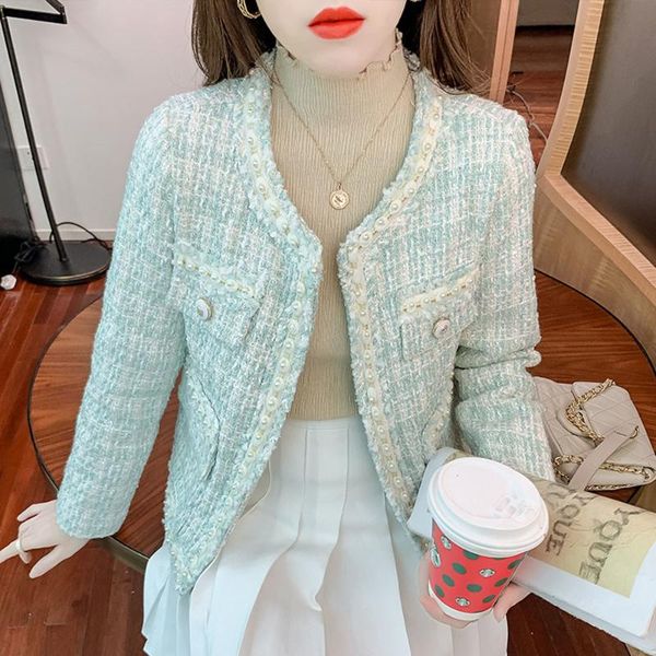 women's jackets 2021 autumn fow jacket ladies beaded small fragrance tweed short female all-match trend coat out top, Black;brown
women's jackets 2021 autumn fow jacket ladies beaded small fragrance tweed short female all-match trend coat out top, Black;brown
