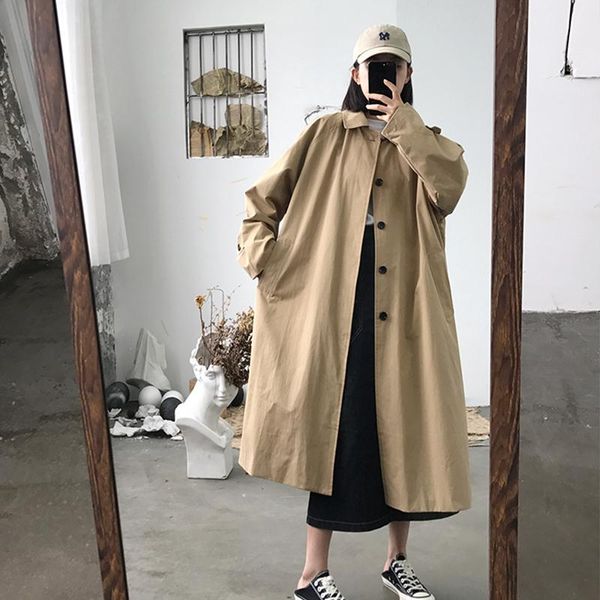 women's trench coats women long korean 2021autumn elegant single-breasted windbreaker black tooling suit buttons loose overcoat, Tan;black
women's trench coats women long korean 2021autumn elegant single-breasted windbreaker black tooling suit buttons loose overcoat, Tan;black