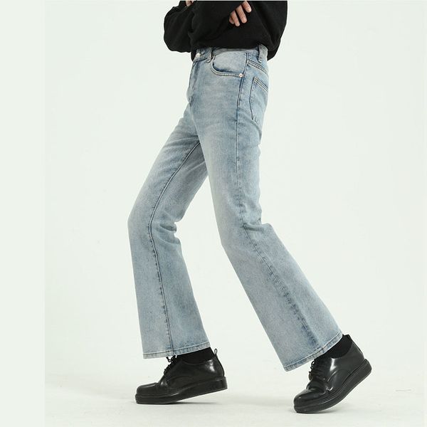 men's jeans men high street hip hop casual small flare pant male japan korea style vintage denim trousers ykrs, Blue
men's jeans men high street hip hop casual small flare pant male japan korea style vintage denim trousers ykrs, Blue