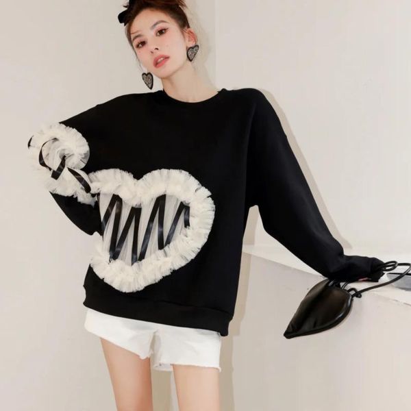 women's sweaters autumn and winter style mesh lace sweater loose design plus size round neck tie flower long sleeved casual, White;black
women's sweaters autumn and winter style mesh lace sweater loose design plus size round neck tie flower long sleeved casual, White;black